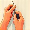 修復作業を象徴する職人の手のアイコン。